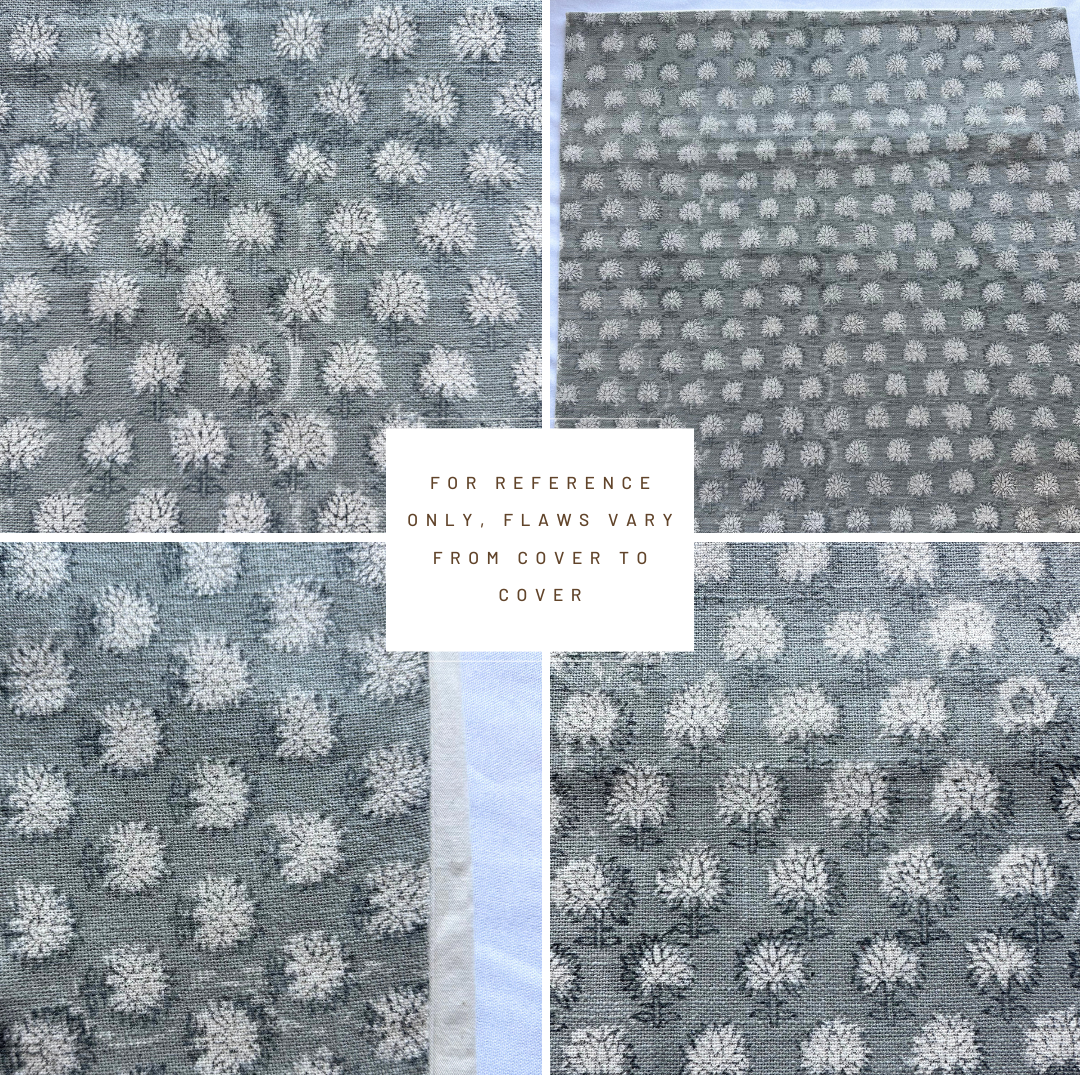 **FLAWED** Augustine Floral Block Printed Pillow Cover | Blue