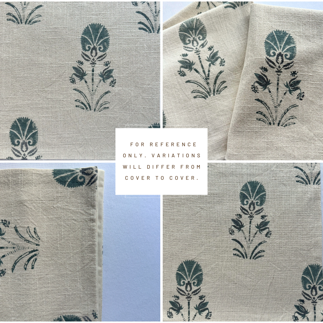 ** ARTISAN VARIATION ** Devi Floral Block Printed Pillow Cover | Teal Green/Blue