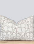 Luana Floral Block Printed Pillow Cover | Beige/Brown | Lumbar
