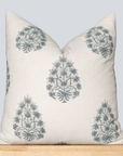 Capri Floral Block Printed Pillow Cover | Blue