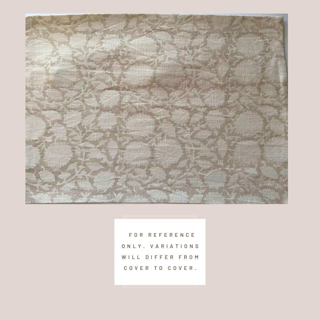 ** ARTISAN VARIATION ** Luana Floral Block Printed Pillow Cover | Beige/Brown | Lumbar