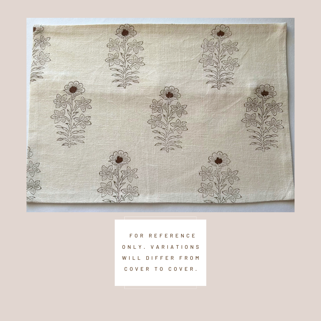 ** ARTISAN VARIATION ** Ella Floral Block Printed Pillow Cover | Lumbar