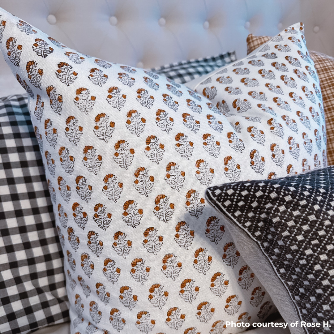 June Floral Block Printed Pillow Cover
