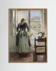 Seamstress by the Window Art Print Oak Nature No border