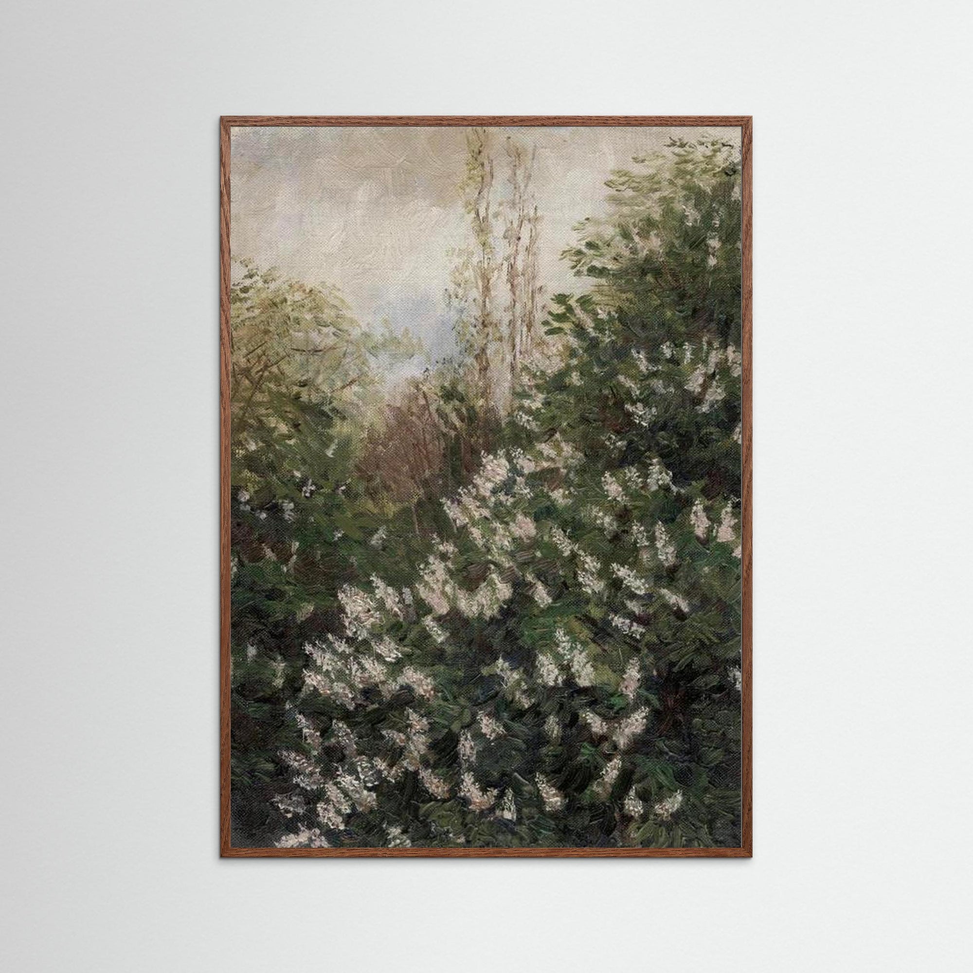 Botanical Blossoms Art Oak Dark No border