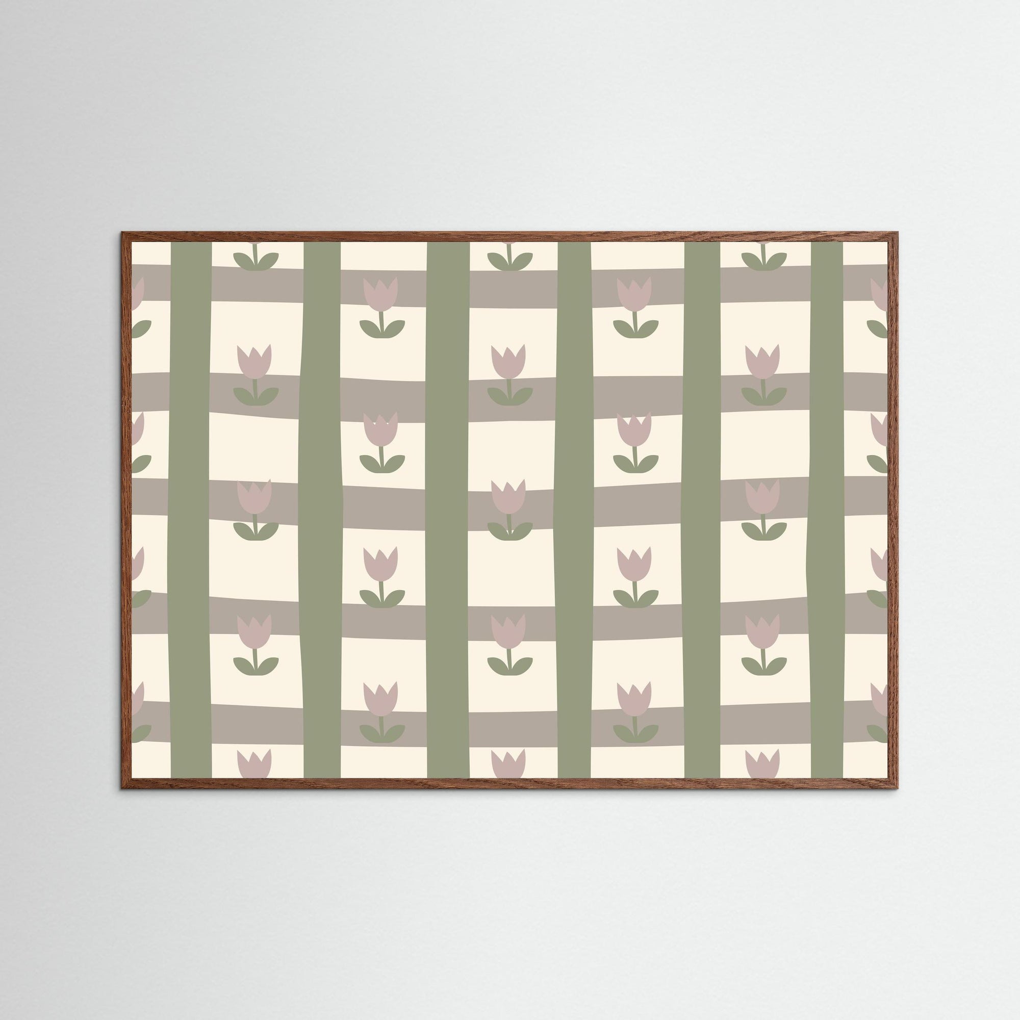 Spring Floral Art Print | Nursery & Kids Room Wall Art Oak Dark