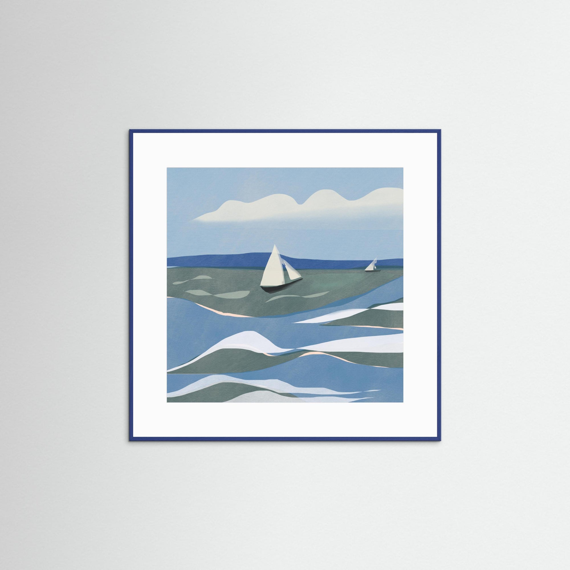 Rough Sea by Little Dean Blue Wood White