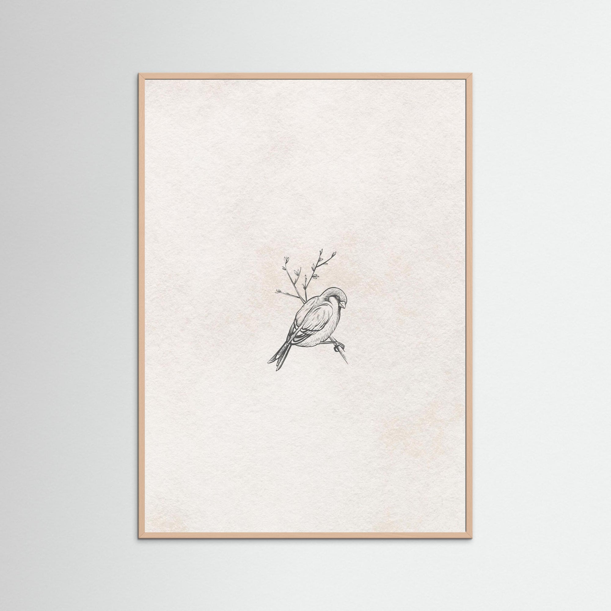 Bird on Tree Branch Art Print | Children's Room Decor Rose Wood