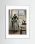Seamstress by the Window Art Print White Wood White