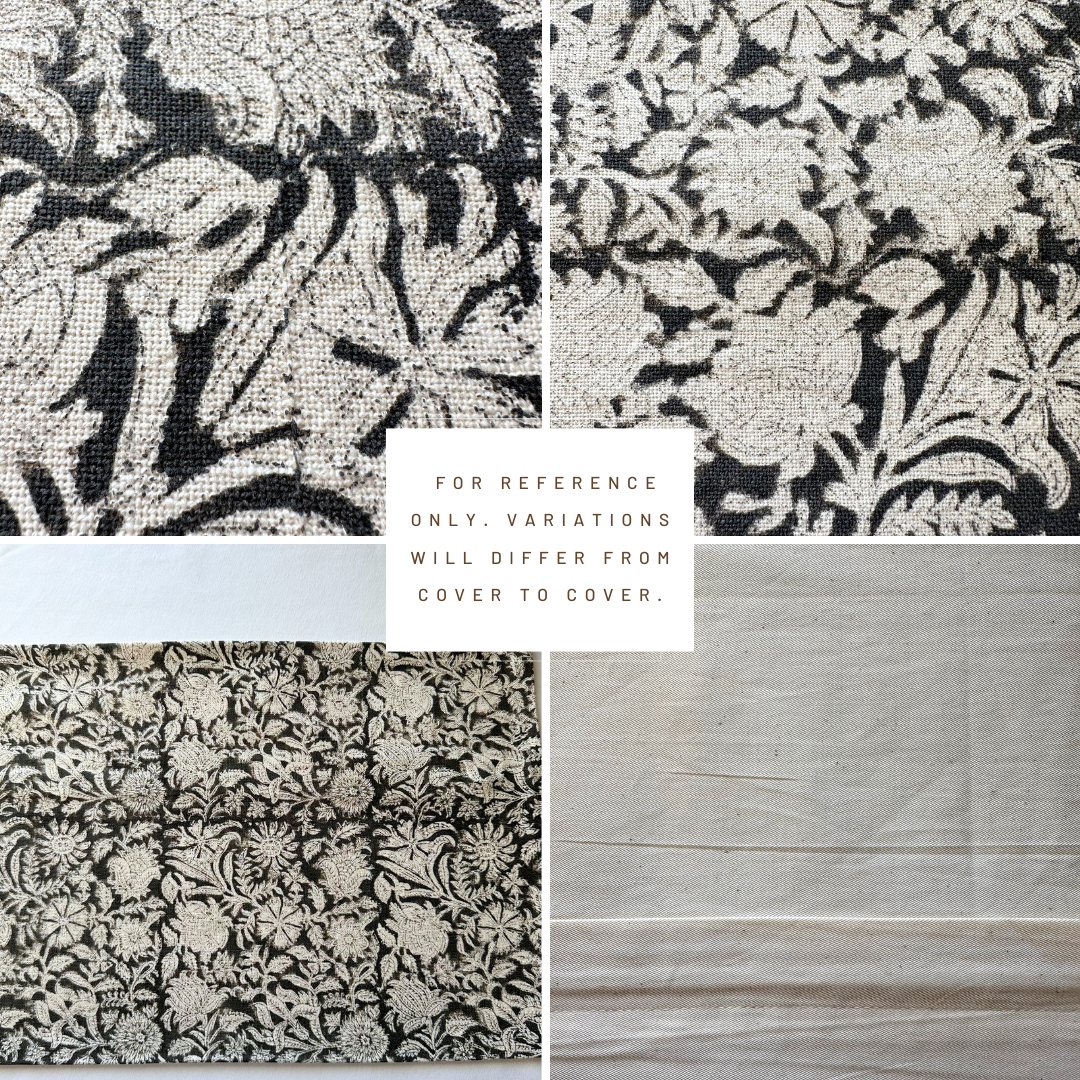 ** ARTISAN VARIATION ** Burgos Floral Block Printed Pillow Cover | Black | Lumbar