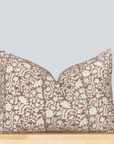 Nina Floral Block Printed Pillow Cover | Brown | Lumbar