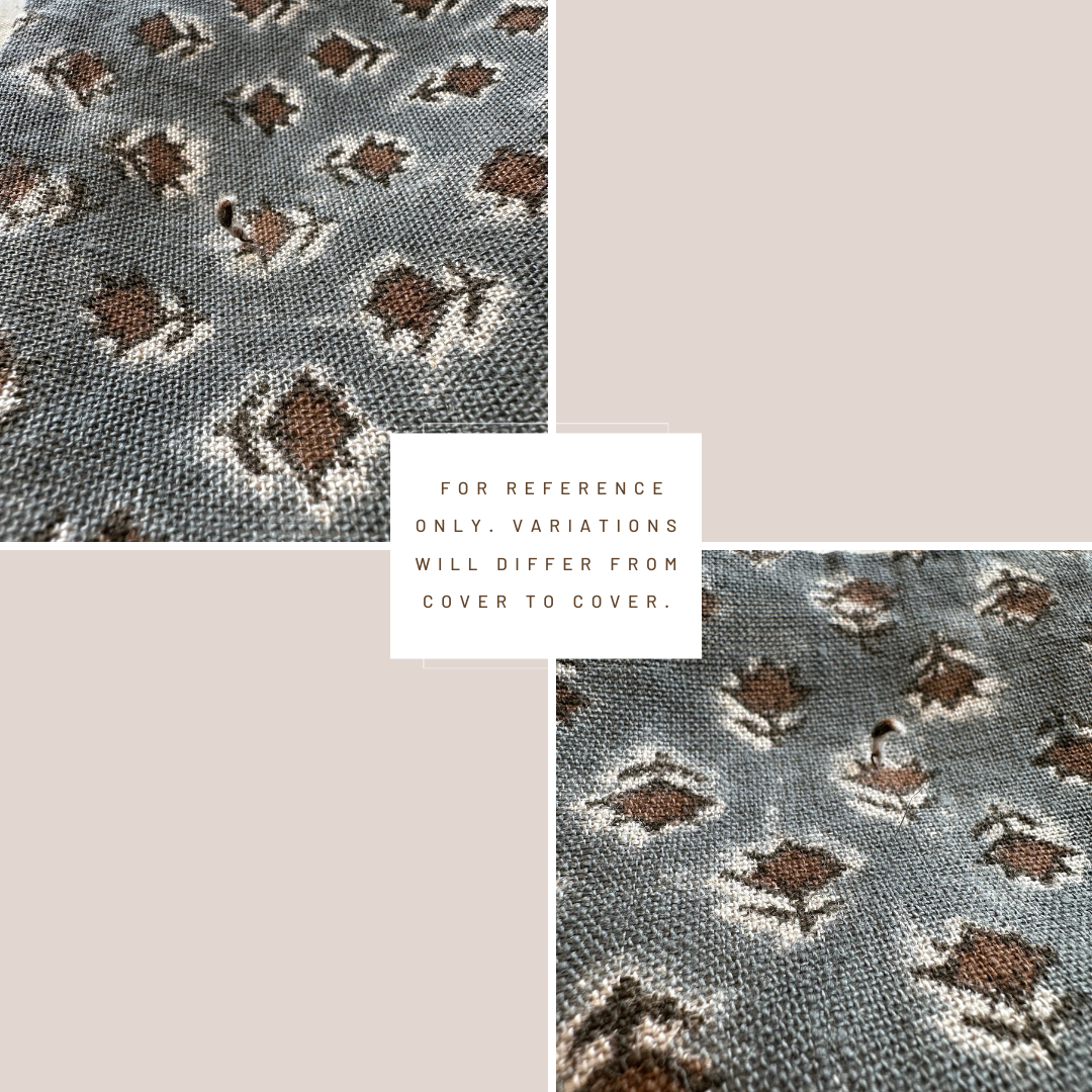 ** ARTISAN VARIATION ** Aster Floral Block Printed Pillow Cover | Blue