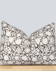 Laurel Floral Block Printed Pillow Cover | Chocolate Brown | Lumbar