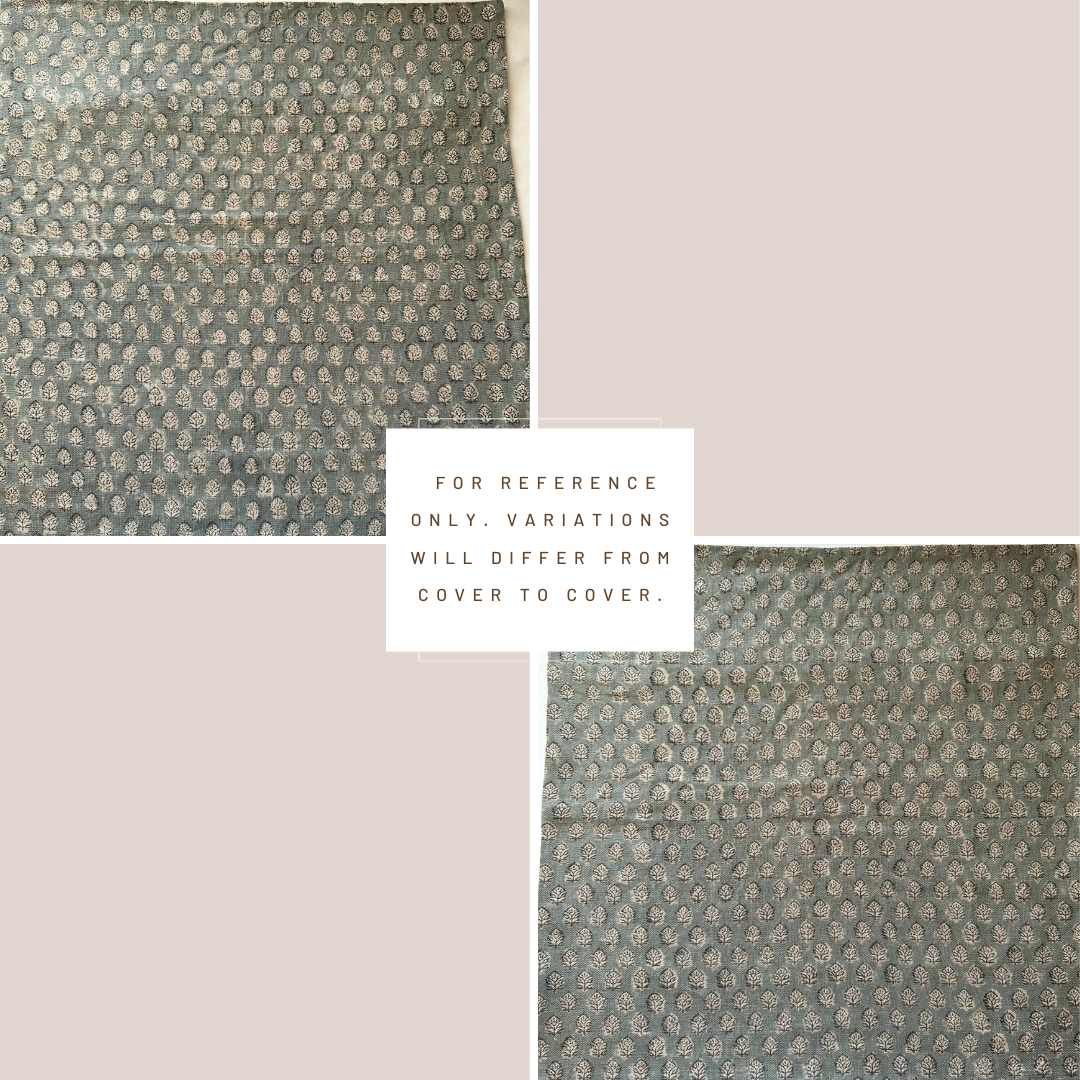 ** ARTISAN VARIATION ** Luna Floral Block Printed Pillow Cover | Blue/Teal Green