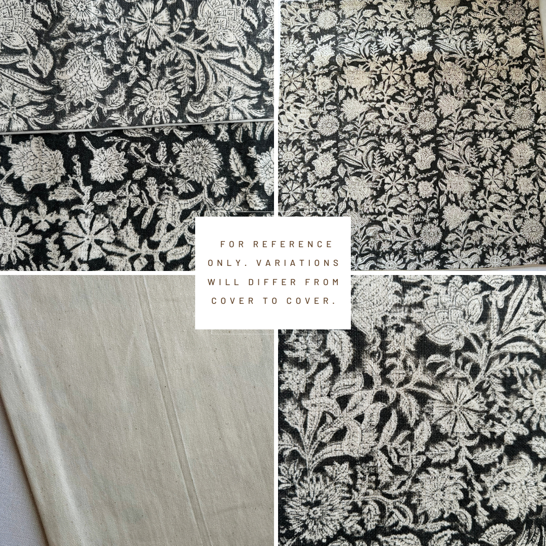 ** ARTISAN VARIATION ** Burgos Floral Block Printed Pillow Cover | Black