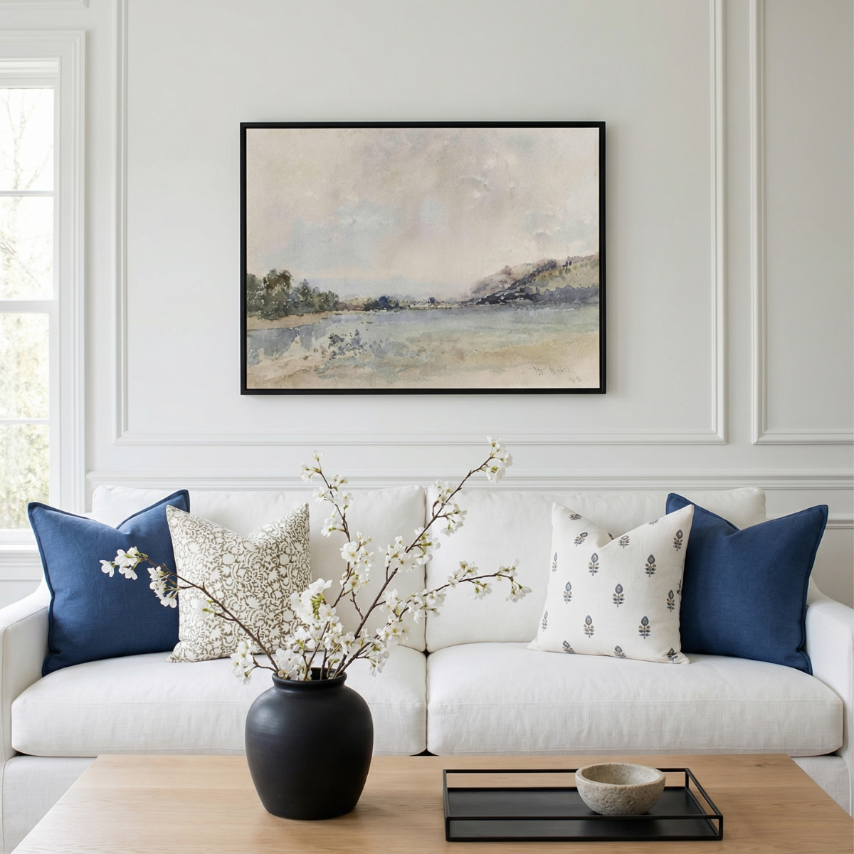 Calm Water Landscape Canvas | Coastal Wall Art for Neutral Home Decor