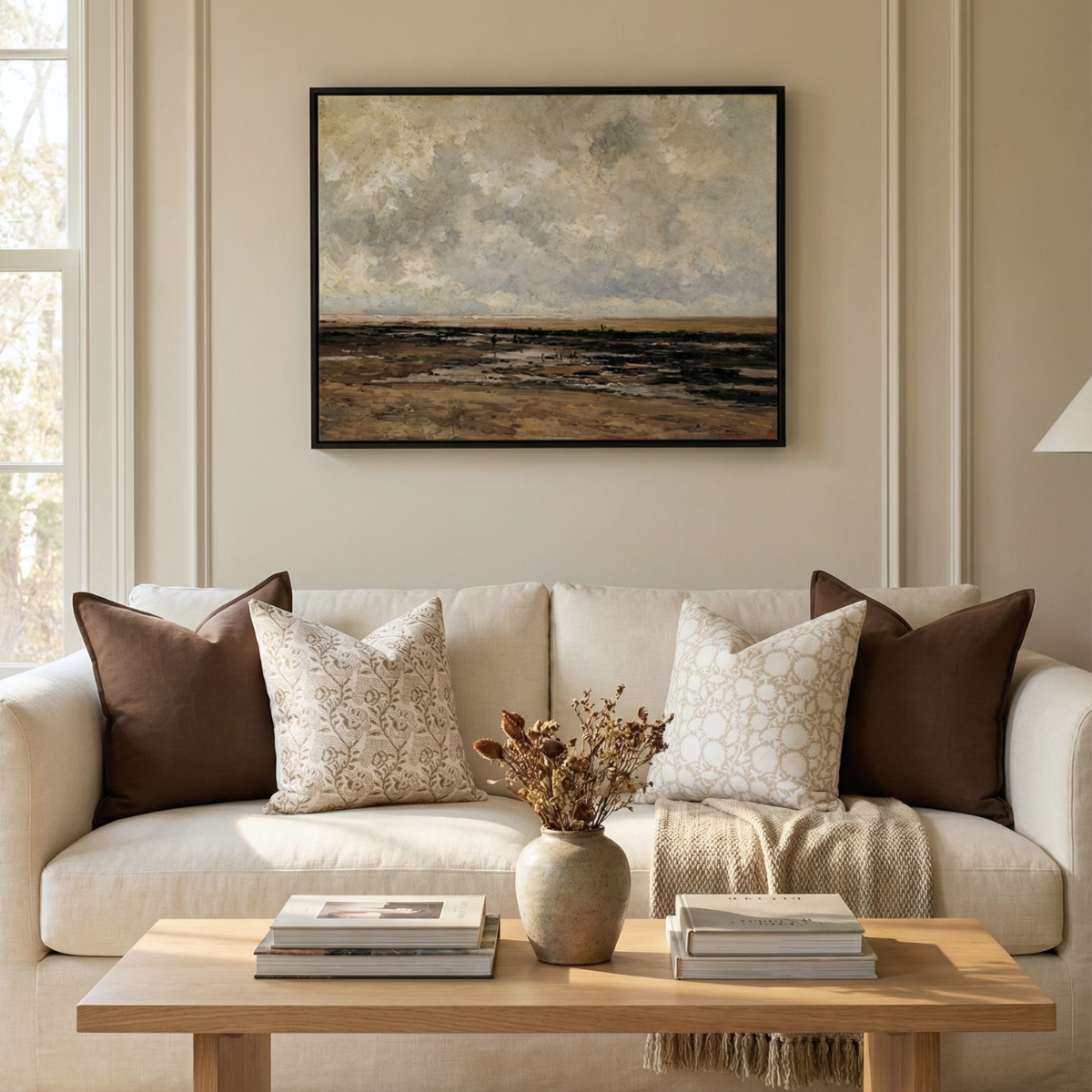 Neutral Landscape Canvas Wall Art | Serene Minimal Landscape for Modern Home Decor