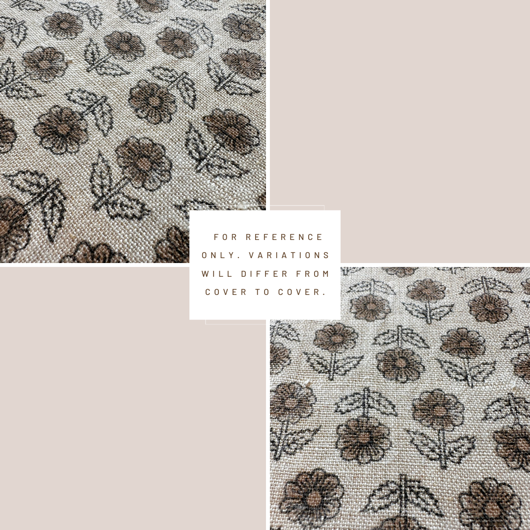 ** ARTISAN VARIATION ** Vera Floral Block Printed Pillow Cover | Brown