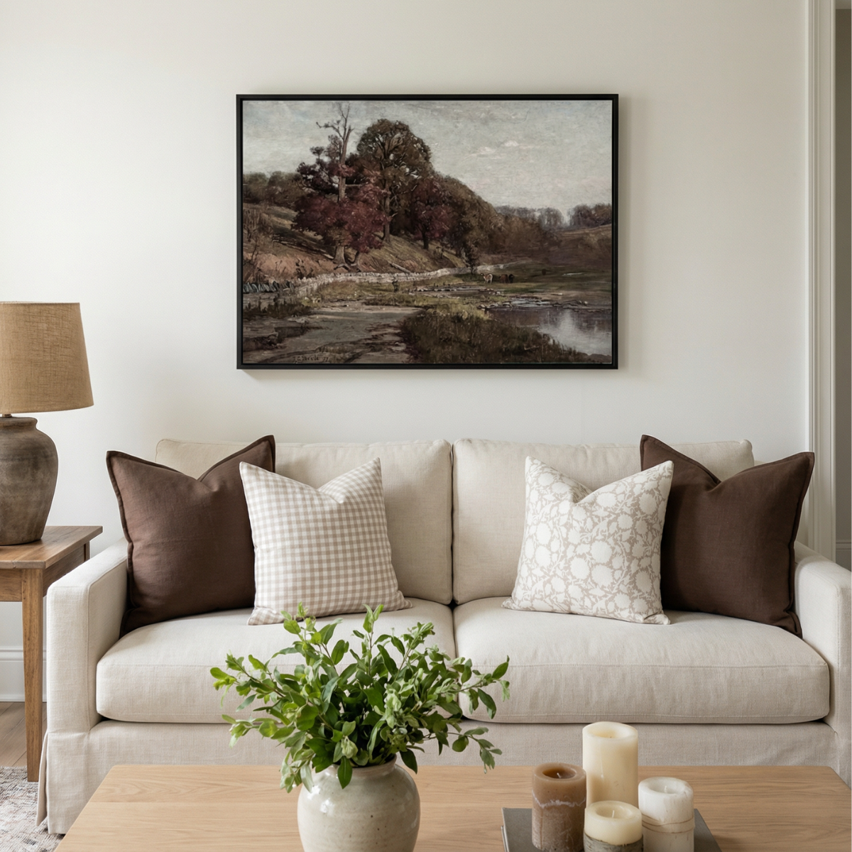 Warm Neutral Landscape Canvas Wall Art | Serene Earth Tone Artwork for Modern Home