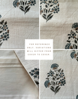 ** ARTISAN VARIATION ** Briar Floral Block Printed Pillow Cover | Blue, Brown, Green
