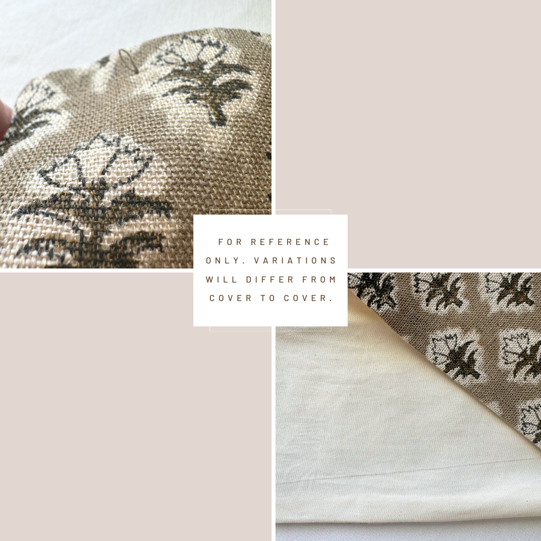 ** ARTISAN VARIATION ** Rhea Floral Block Printed Pillow Cover | Mustard