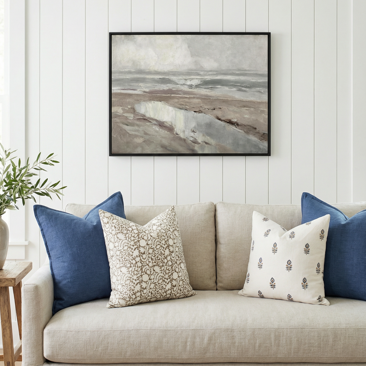 Large Coastal Water Canvas Painting | Beach Landscape Wall Art