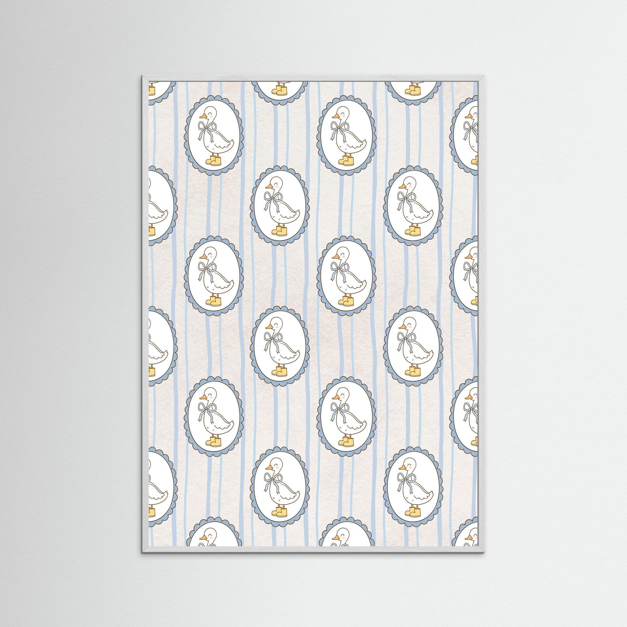Goose in Boots Art Print | Children's Room Wall Decor White Wood