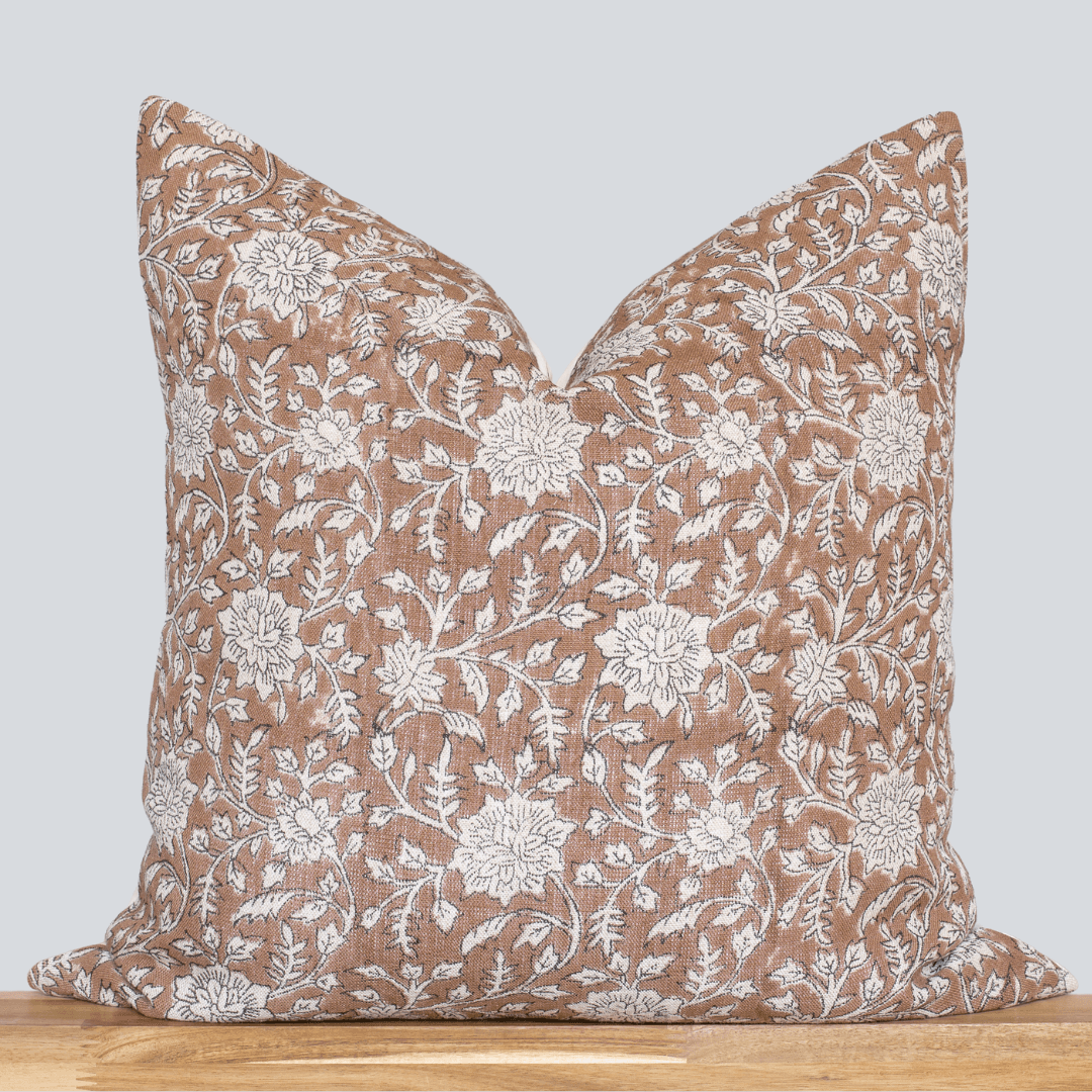 Greta Block Printed Pillow Cover | Brown 20'' x 20'' Pillow Cover Only