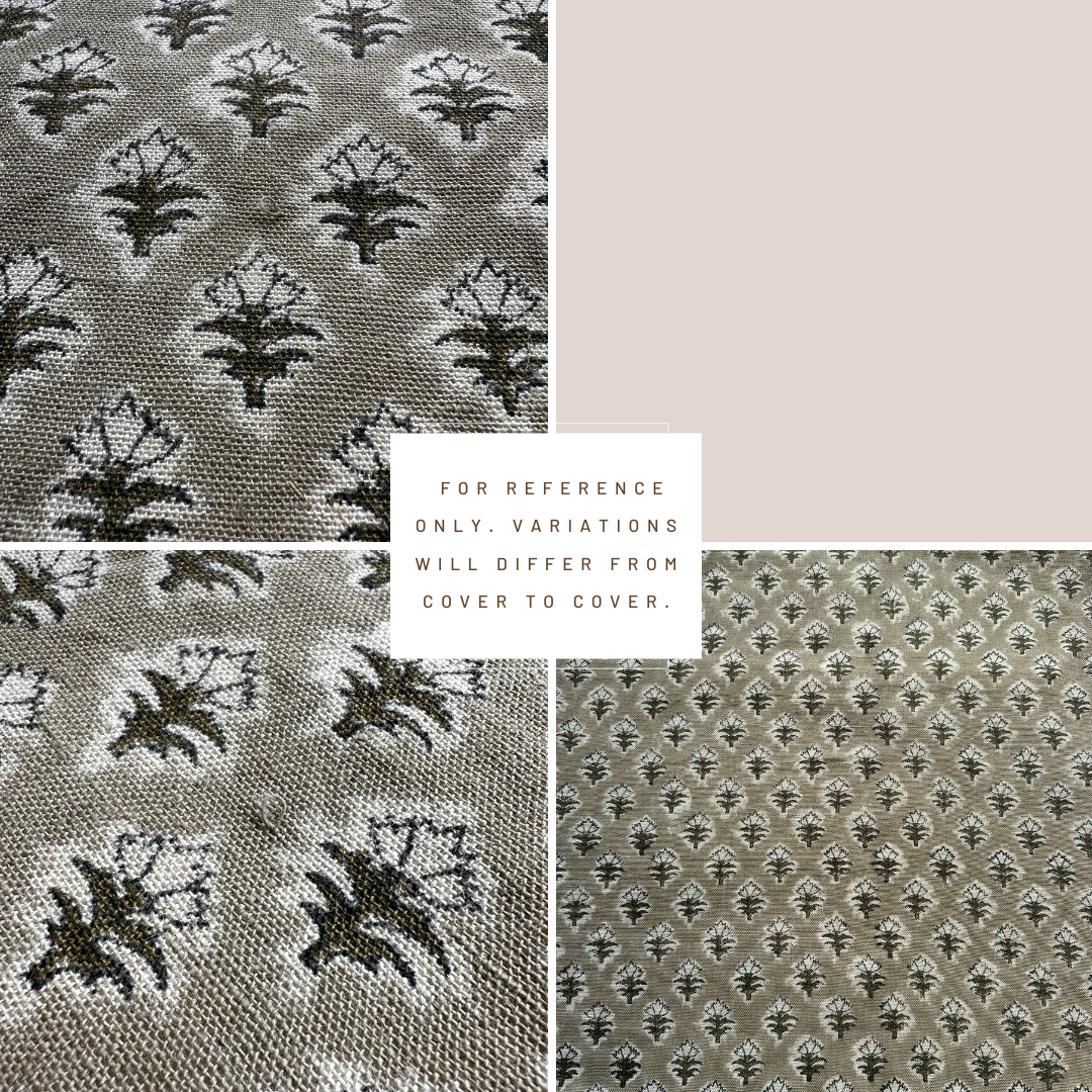 ** ARTISAN VARIATION ** Rhea Floral Block Printed Pillow Cover | Mustard