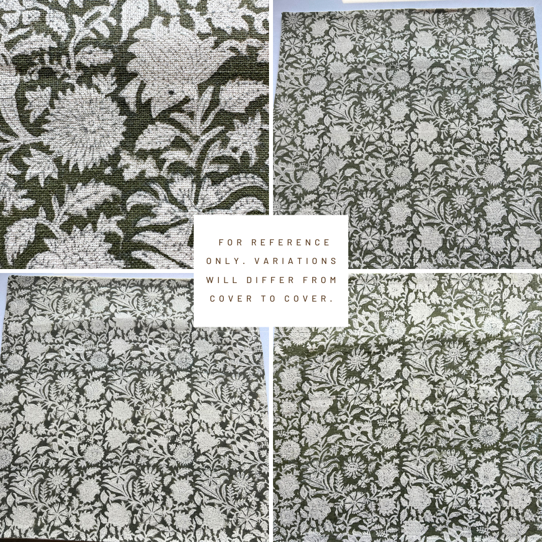 ** ARTISAN VARIATION ** Jardim Floral Block Printed Pillow Cover | Olive