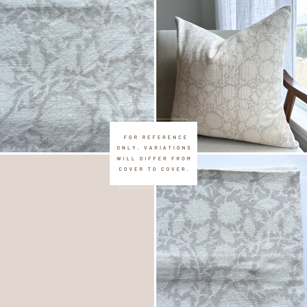 ** ARTISAN VARIATION ** Luana Floral Block Printed Pillow Cover | Blush