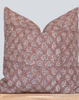 Kay Floral Block Printed Pillow Cover | Rust 20'' x 20'' Pillow Cover Only