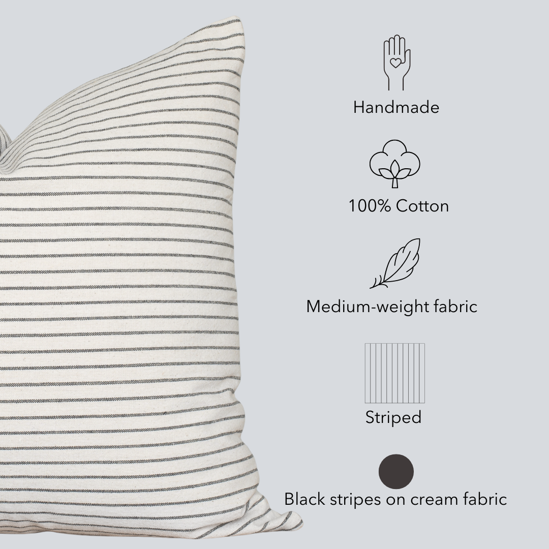 Fina Striped Pillow Cover | Cream, Black