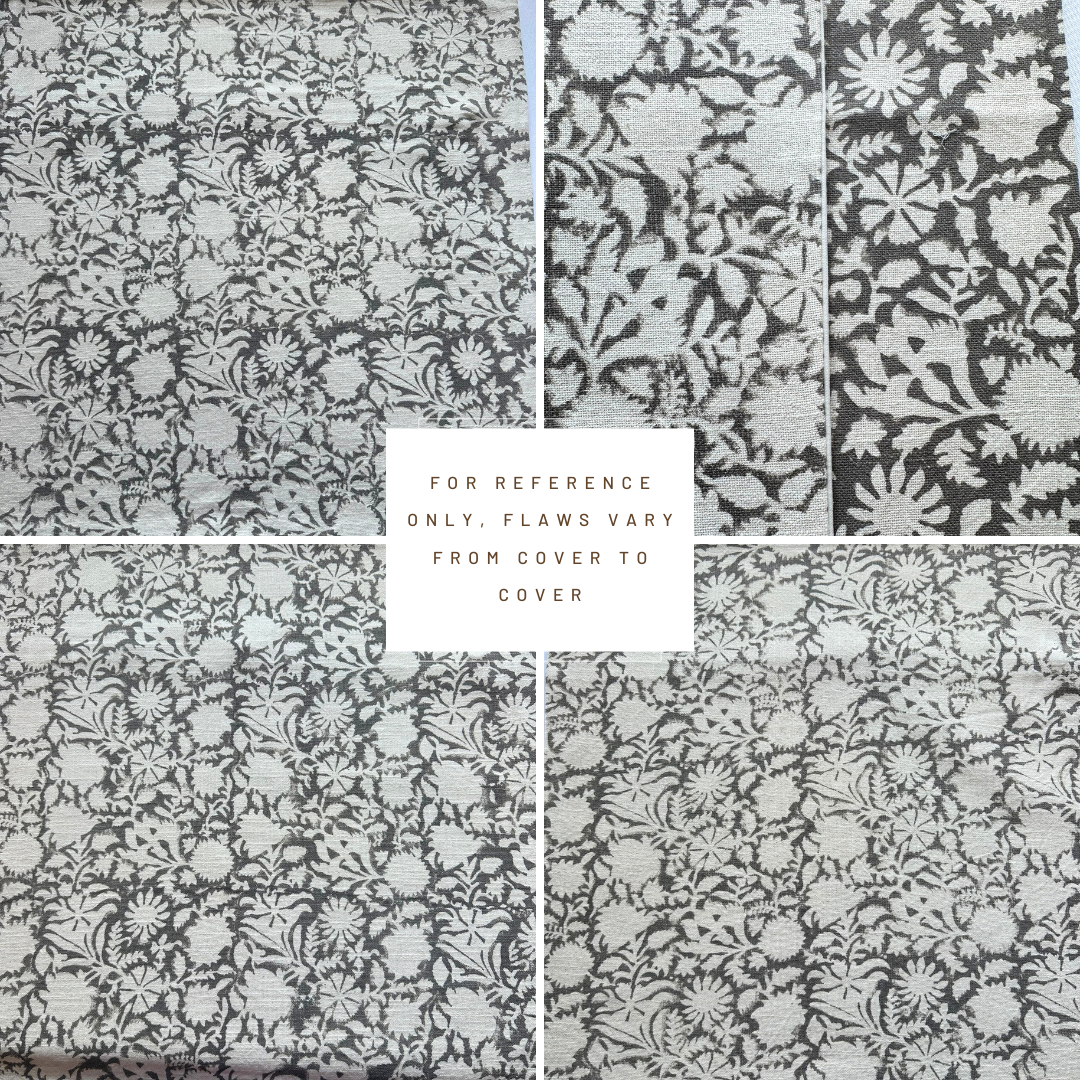 **FLAWED** Dara Floral Block Printed Pillow Cover | Warm Grey