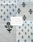 ** ARTISAN VARIATION ** Mia Floral Block Printed Pillow Cover | Forest Green