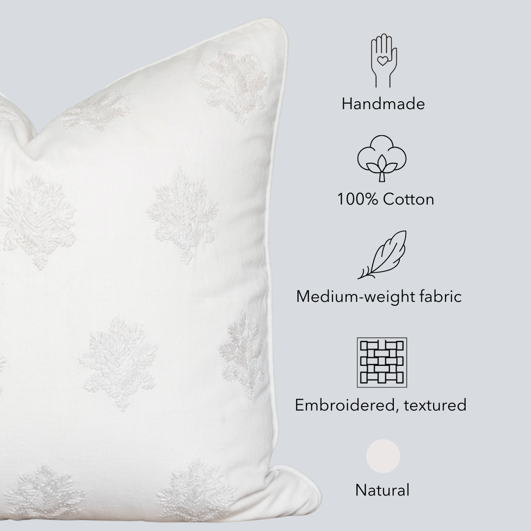 Arden Embroidered Pillow Cover | Natural