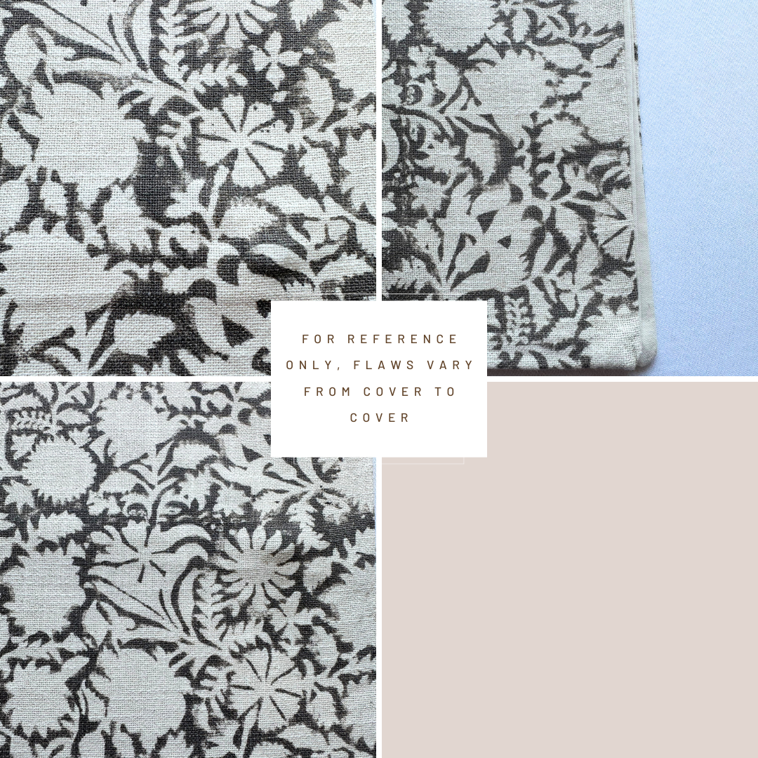 **FLAWED** Dara Floral Block Printed Pillow Cover | Warm Grey