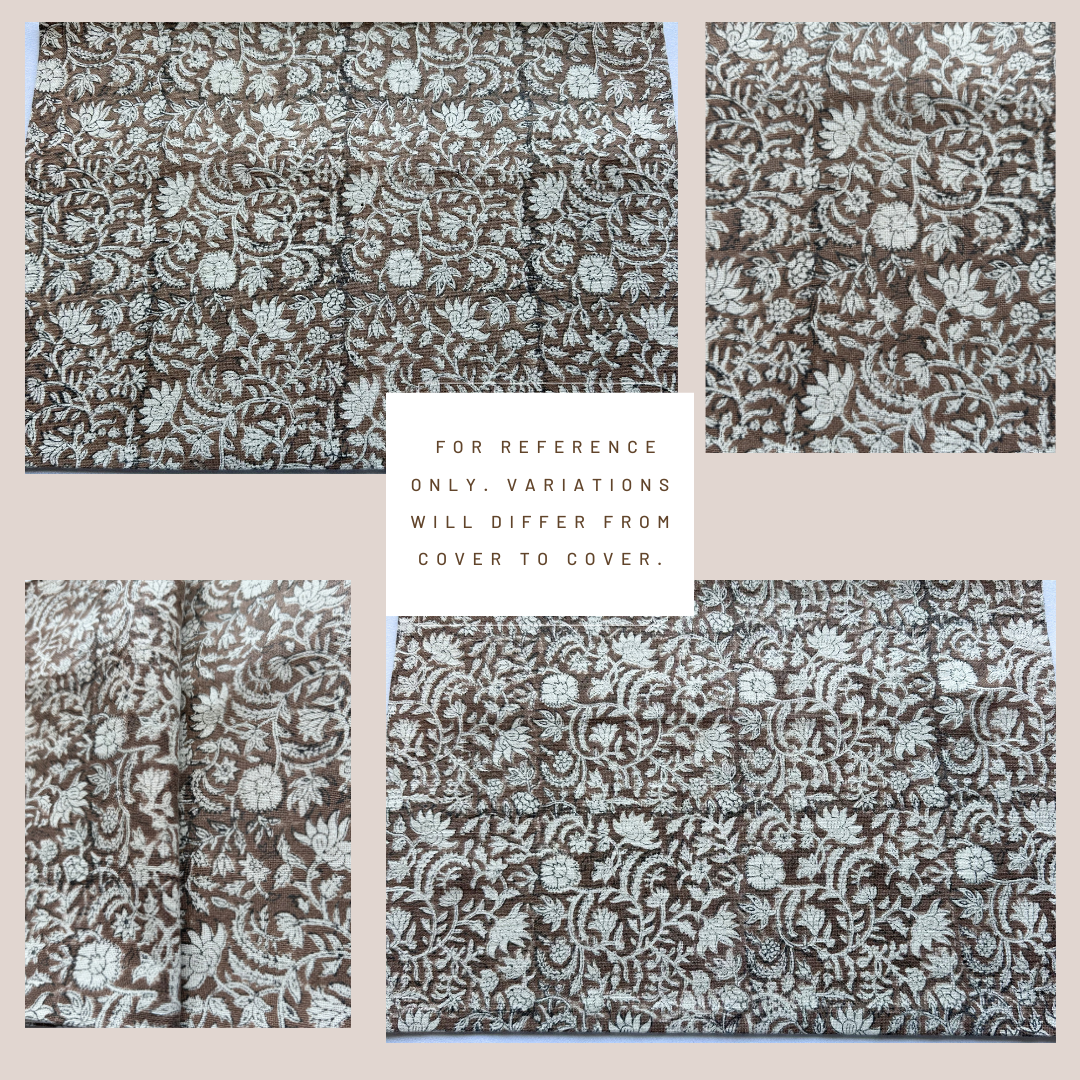 ** ARTISAN VARIATION ** Nina Floral Block Printed Pillow Cover | Brown | Lumbar