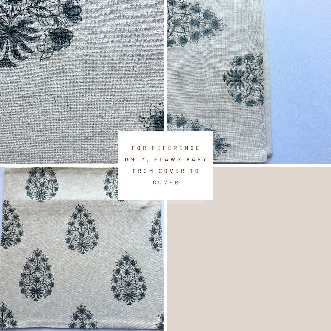 **FLAWED** Capri Floral Block Printed Pillow Cover | Blue