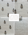 **ARTISAN VARIATION** Marla Floral Block Printed Pillow Cover | Blue and Mustard