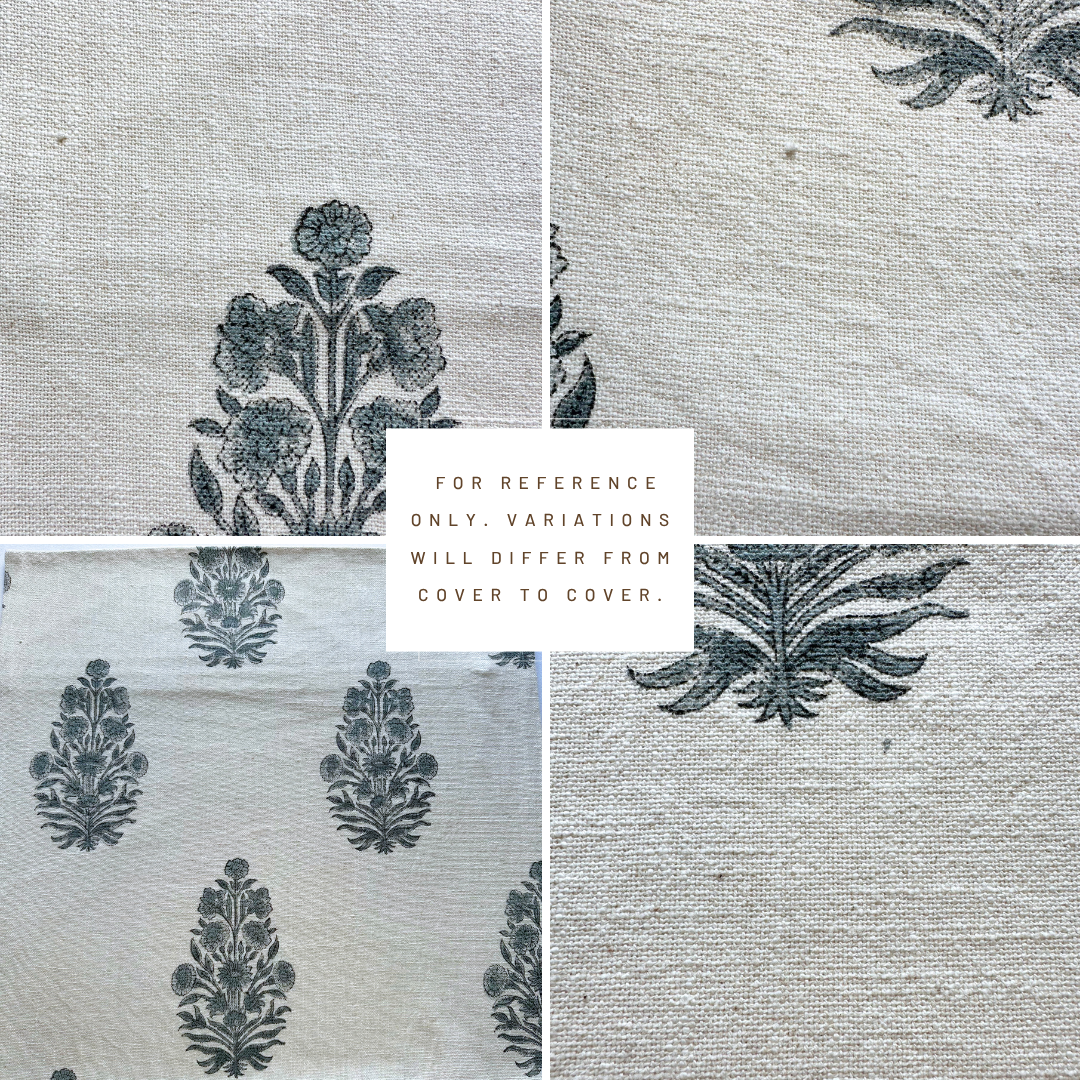 **ARTISAN VARIATION** Azure Floral Block Printed Pillow Cover | Blue