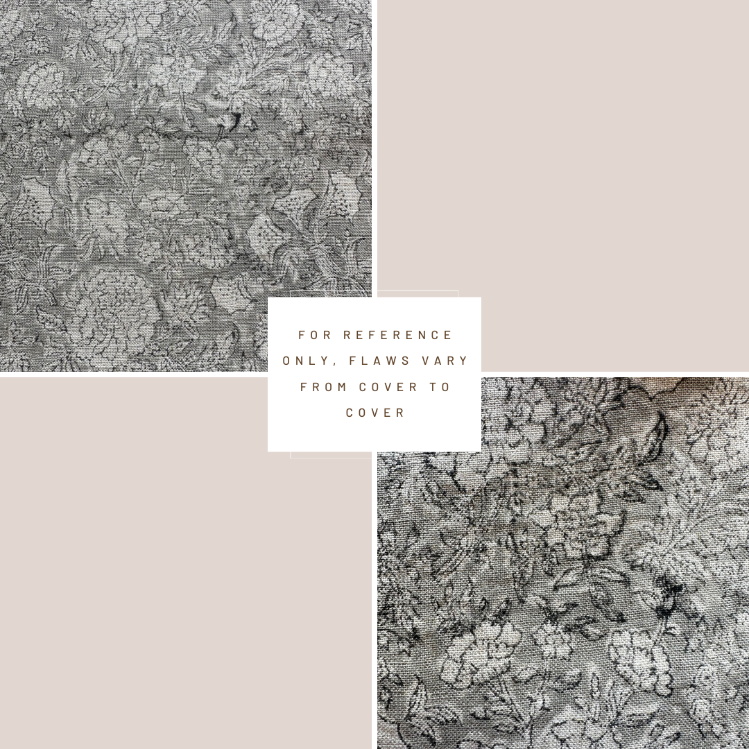 **FLAWED** Camille Floral Block Printed Pillow Cover | Grey