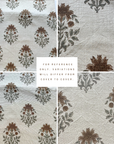 **ARTISAN VARIATION** Veda Floral Block Printed Pillow Cover | Brown, Green
