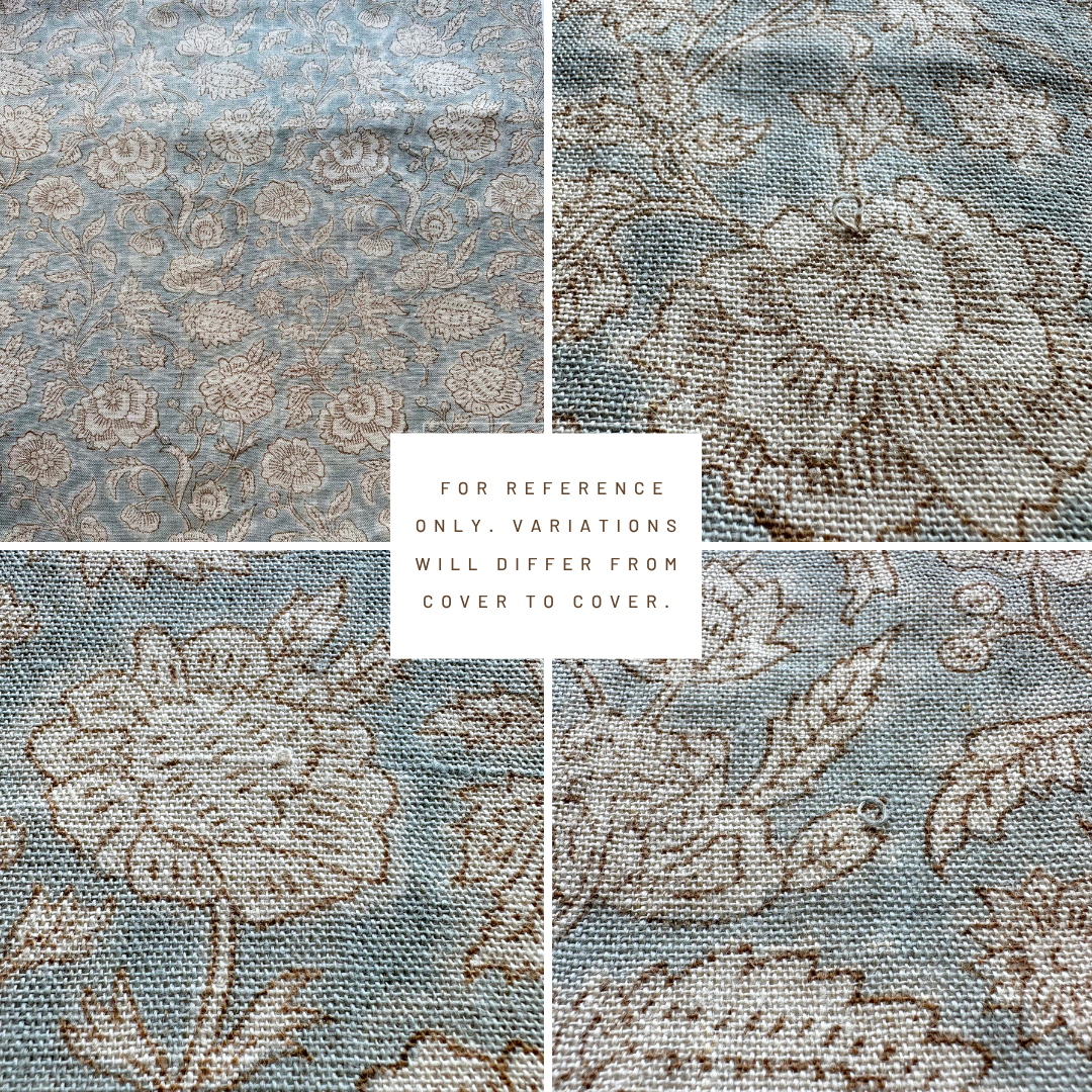 **ARTISAN VARIATION** Ivy Floral Block Printed Pillow Cover | Blue