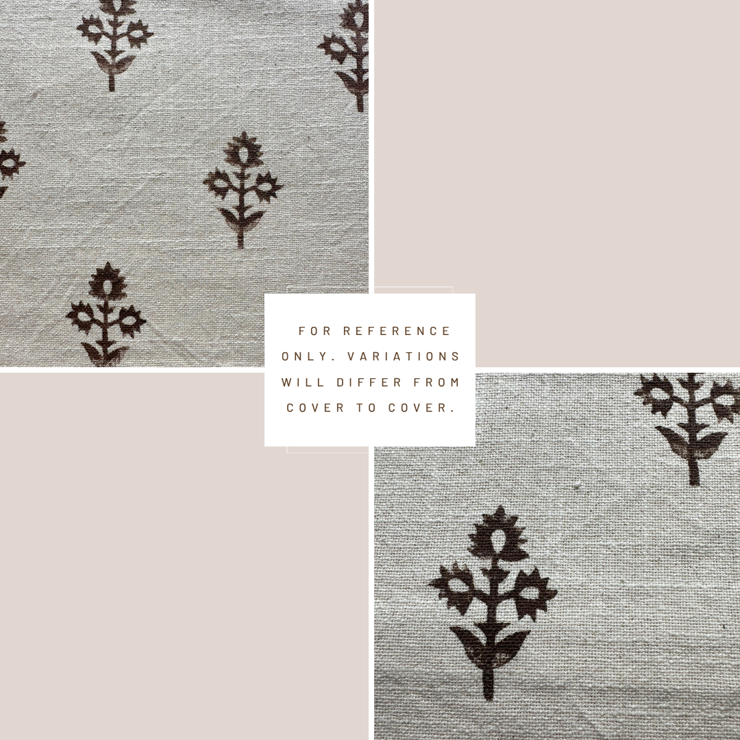 ** ARTISAN VARIATION **  Mia Floral Block Printed Pillow Cover | Brown