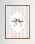 Blush Pink Bow Art Print | Girls Room & Nursery Wall Art Oak Dark