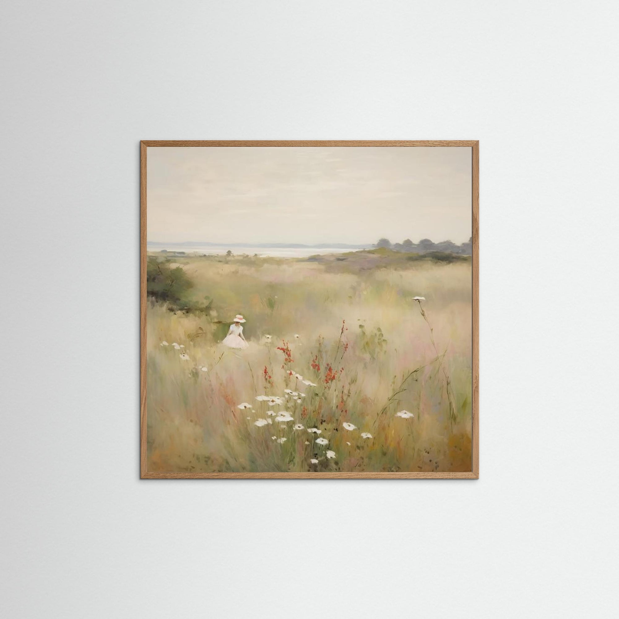 Countryside Wildflower Gathering Fine Art Print Oak Nature No border