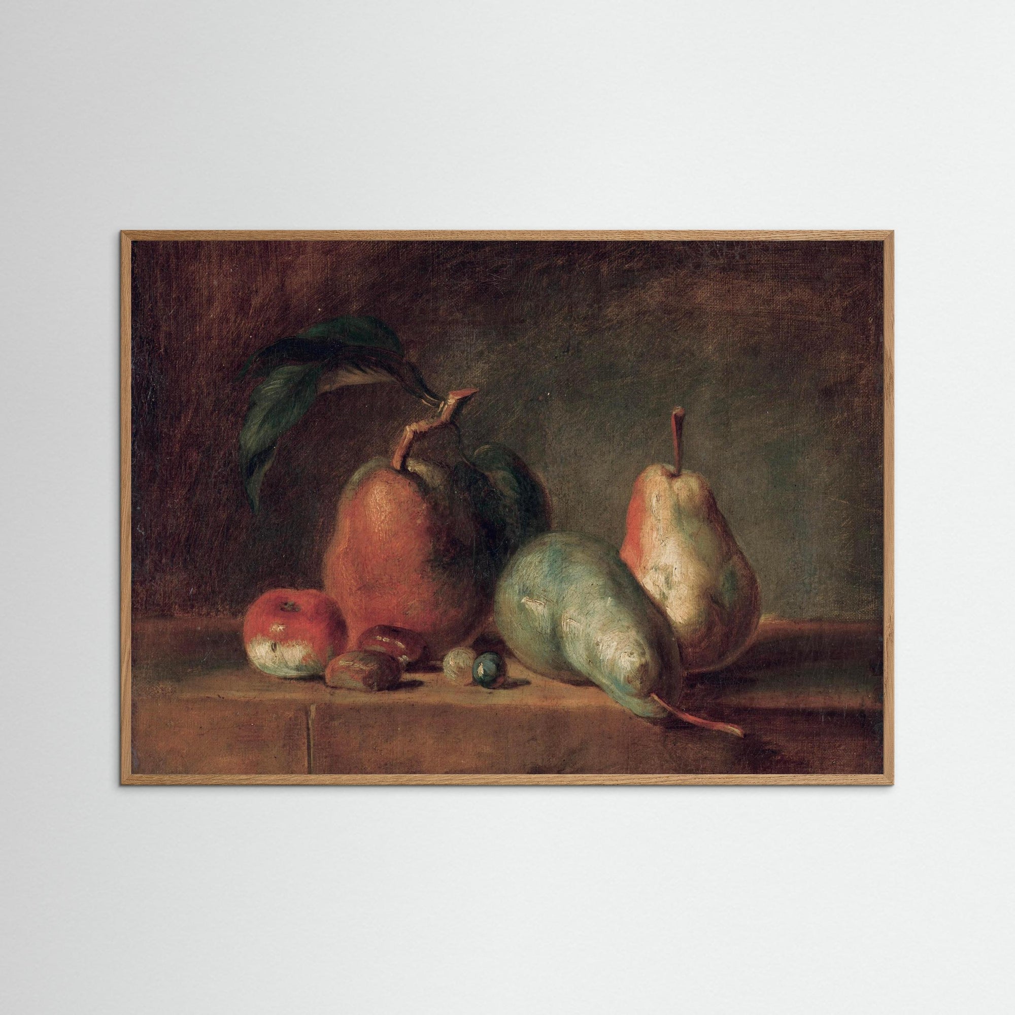 Pears Still Life Painting Art Print Oak Nature No border