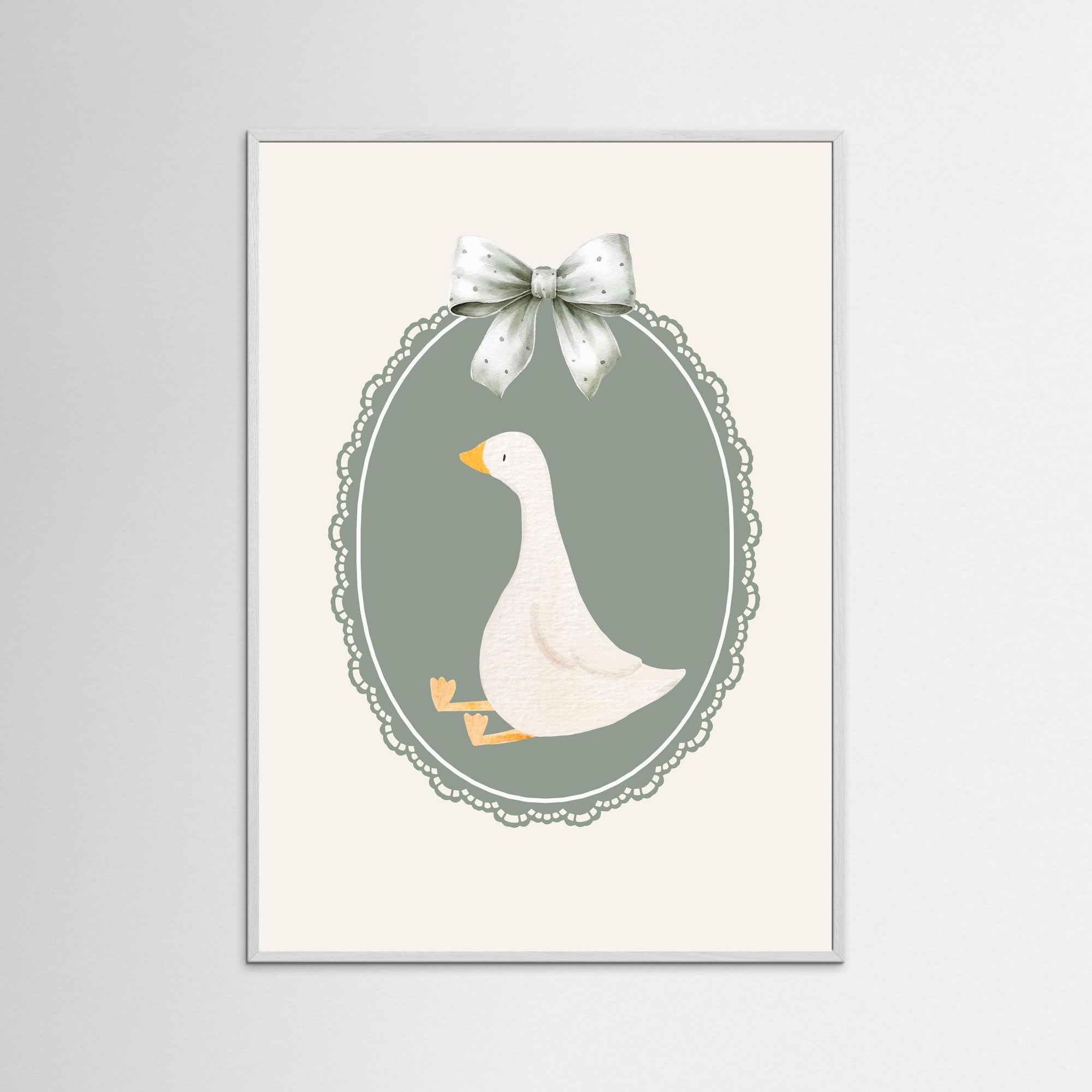 Goose Illustration | Children's Room Decor White Wood