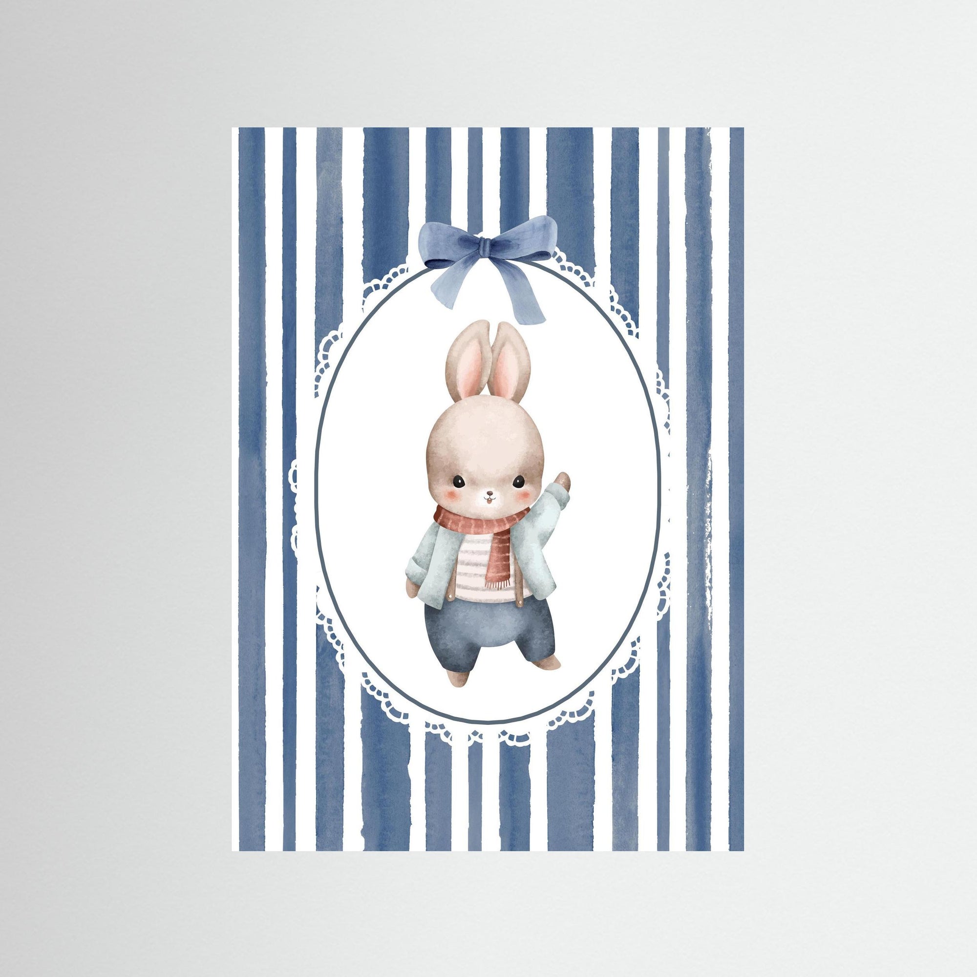 Bunny Illustration | Boys Room & Nursery Wall Decor No Frame